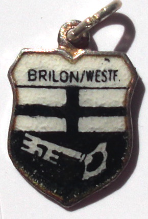 BRILON, Germany - Vintage Silver Enamel Travel Shield Charm - Click Image to Close